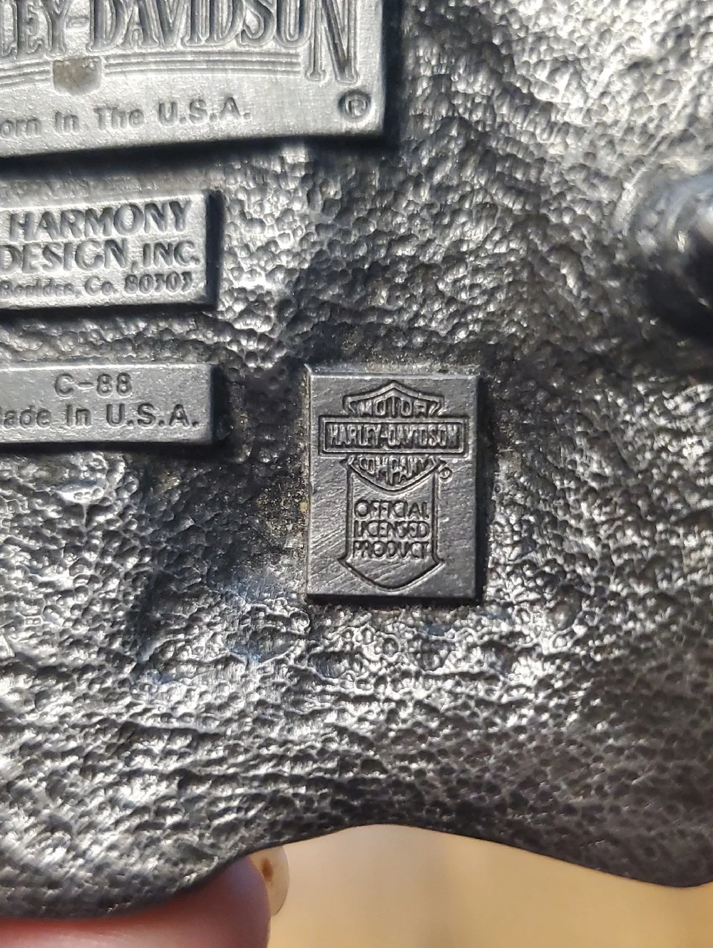 Harley-Davidson Patriotic Eagle Flag Belt Buckle 1989 Siskiyou- Red, White, Blue